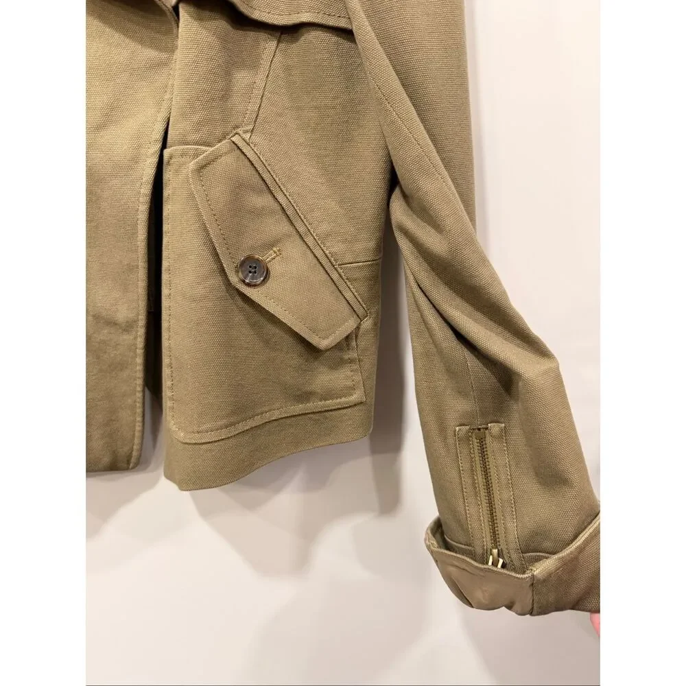 Ann Taylor Khaki Cotton Utility Crop‎ Jacket Size 8